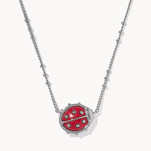 Kendra Scott Jewelry - Kendra Scott Bright Red LadyBug Silver Short Pendant Necklace NWT